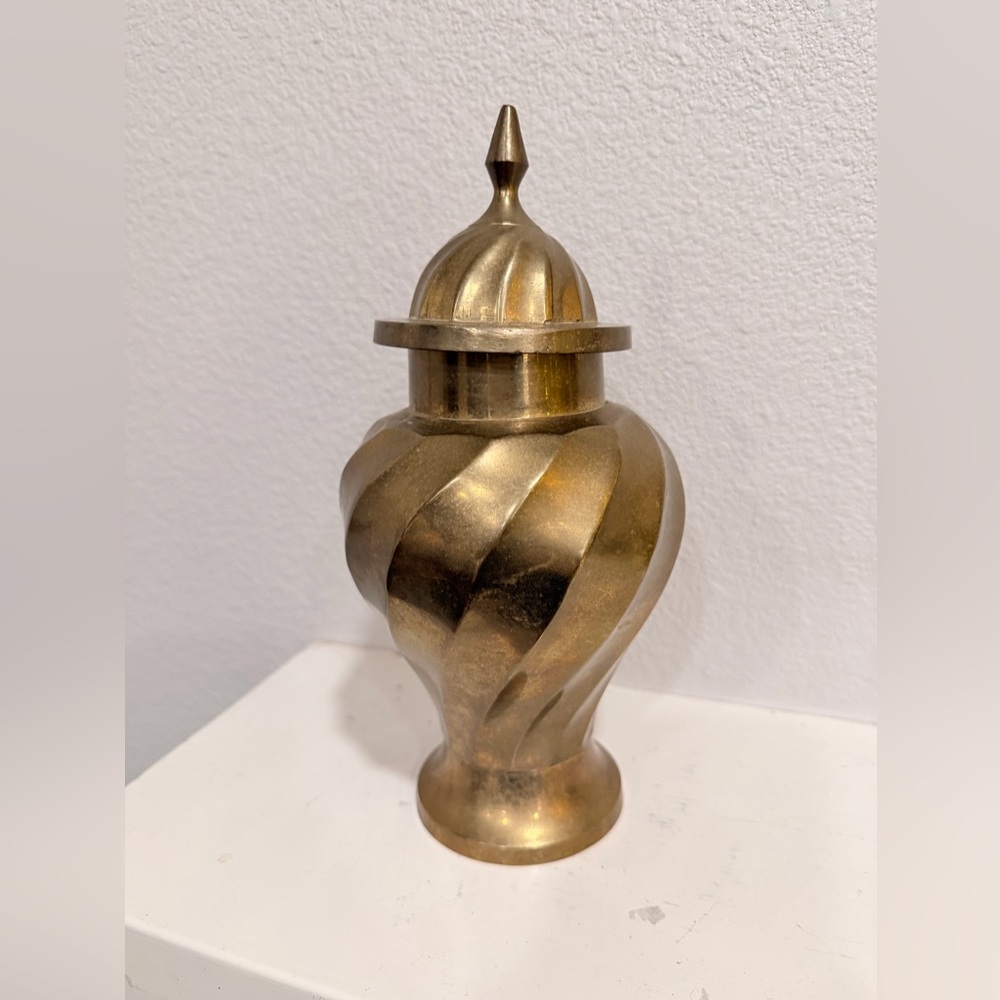 Vintage Brass Lidded Jar | Mid Century Modern Hollywood‎ Regency Decor